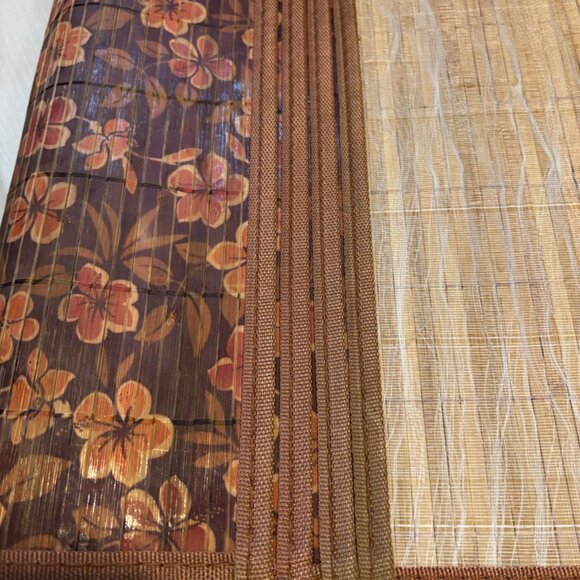 Bamboo Placemat With Floral Design Set of 4 Country Farmhouse - Picture 4 of 4
